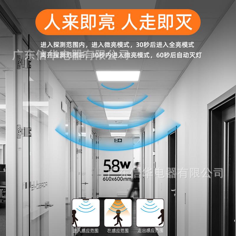 微波雷达感应平板灯LED灯智能感应改造仓库地下车库吊顶面板灯