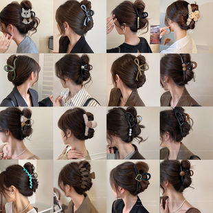 爱心大发量抓夹女2024新款高级感大号发夹15cm勺发量多鲨鱼夹发卡