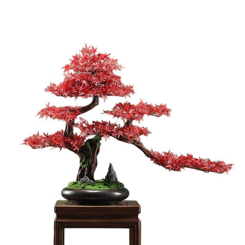 仿真迎客松盆景客厅玄关公室茶桌绿植盆栽罗汉松装饰新中式摆件