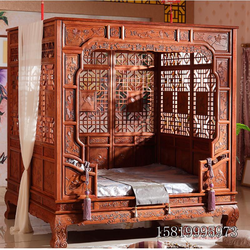 中式仿古卯榫架子床 明清古典踏步实木双人床 宫廷老式木床