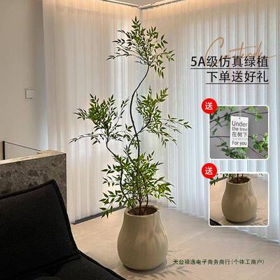 南天竹绿植盆大型室内栽装客F9897HHT饰花摆植件厅落地树仿生假物