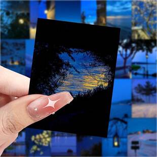 126张蓝调时刻ins风蓝色氛围贴画个性 饰贴纸 创意手机壳手账防水装