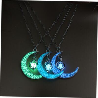 2019 Moon Glowing Necklace Gem Charm Jewelry Silver Plated