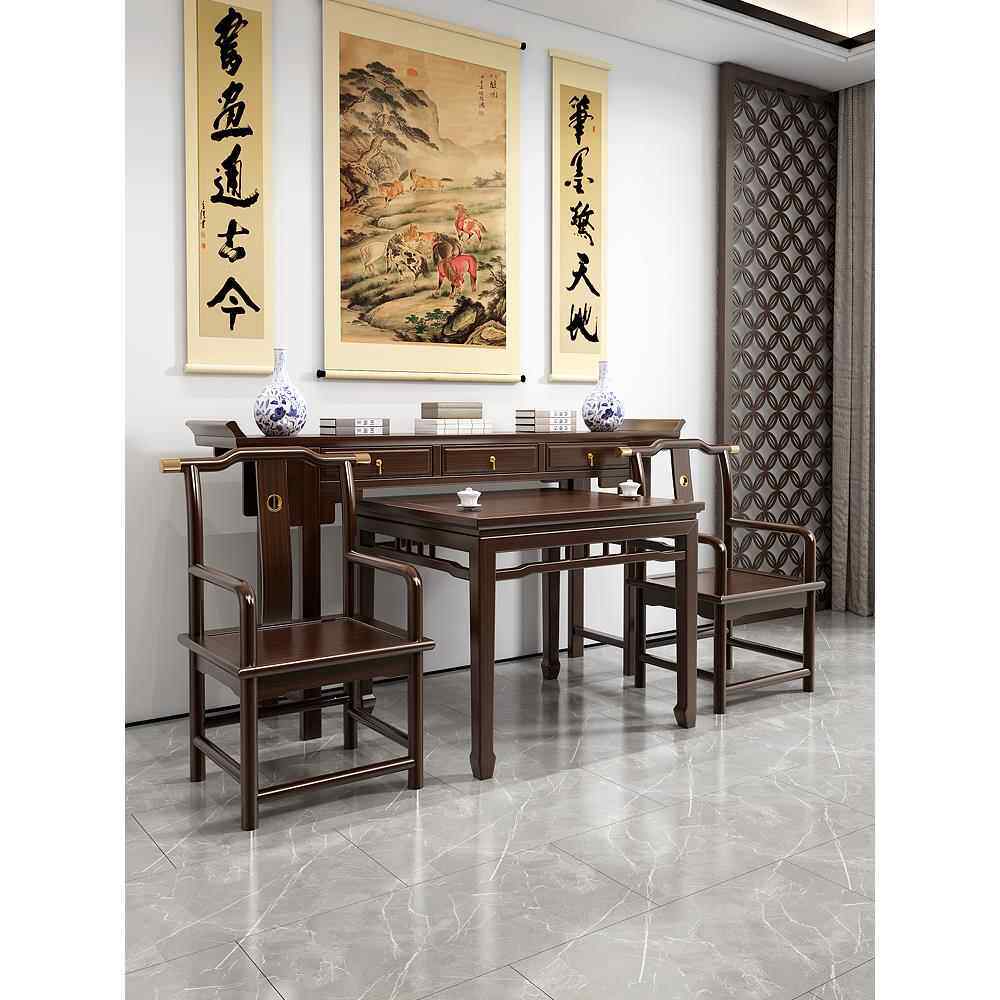 新中式实木中堂六件套家用八仙桌农村神台堂屋家具供桌条案翘头桌