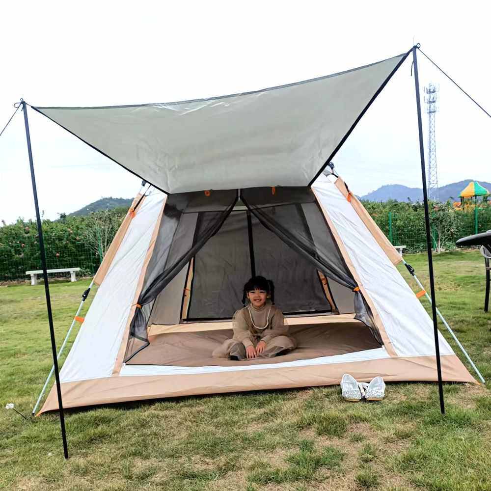 纱网大四面帐篷露营野餐户外公园全遮阳棚野营钓鱼全自动速开帐篷