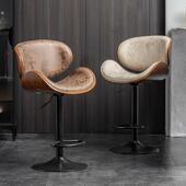 欧式 吧台椅现代家用酒吧靠背椅子实木升降椅吧凳前台收银椅高脚凳