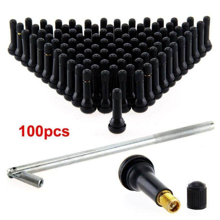 TR414气门嘴真空嘴铝合金材质带气门芯100只装带拉杆一支