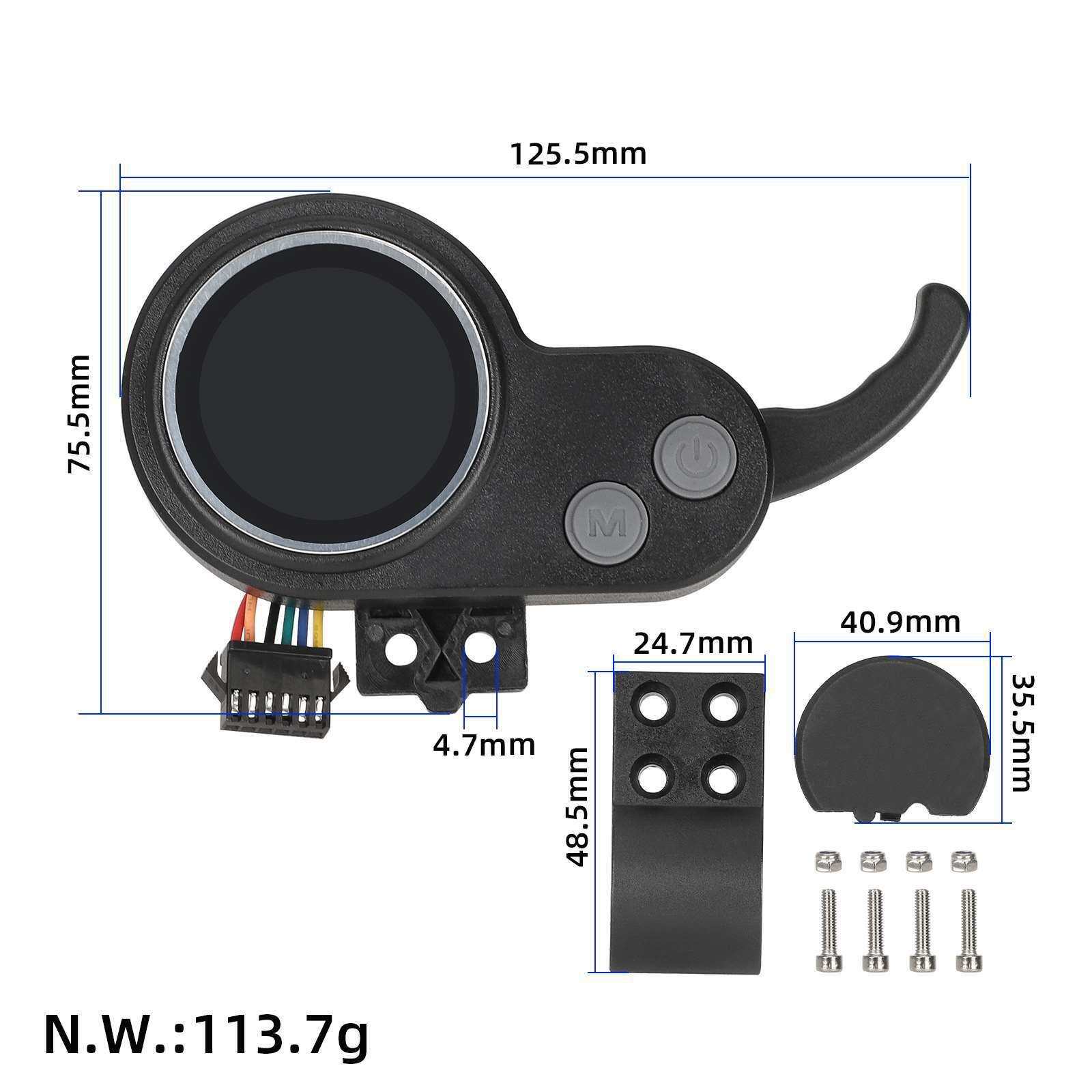 吉品6芯扁头36V-60V仪表 电动滑板LCD仪表显示屏拇指油门开关配件