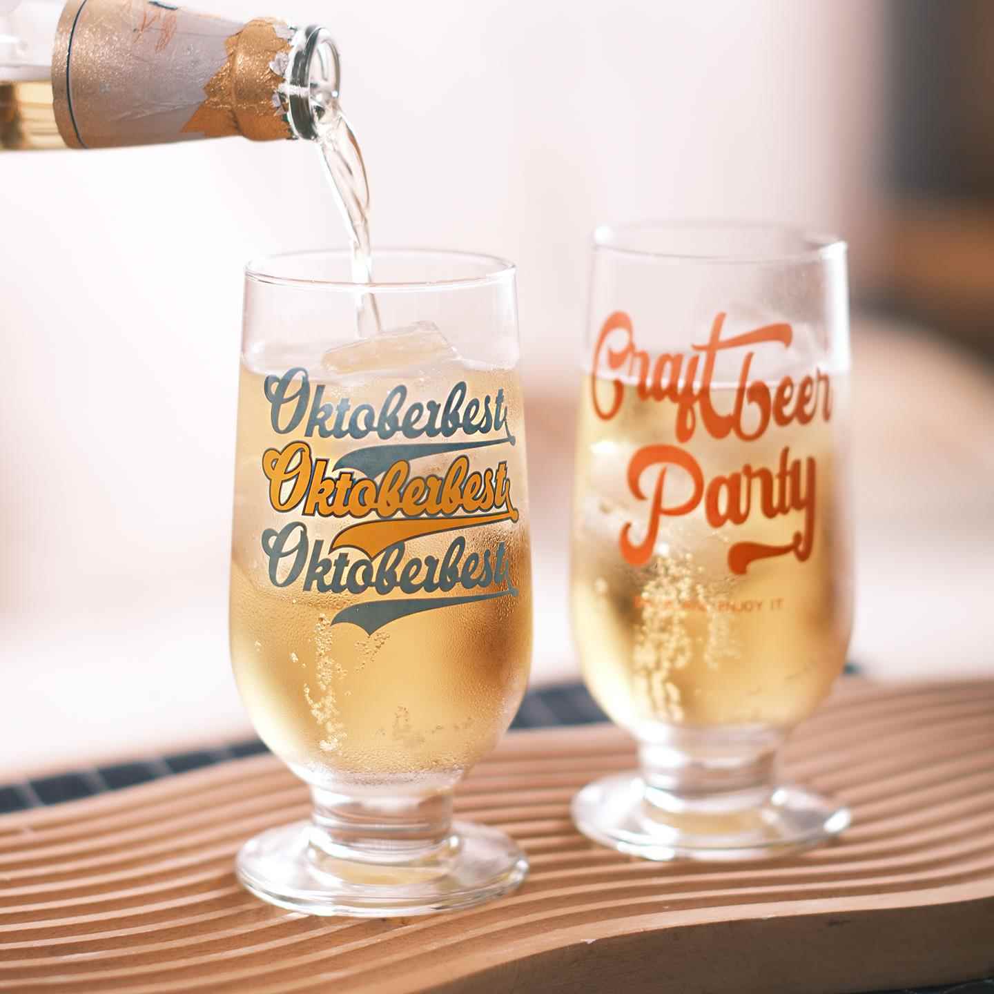 原创覆古字母精酿啤酒杯玻璃杯高脚杯扎啤杯饮料杯子露营酒吧商用