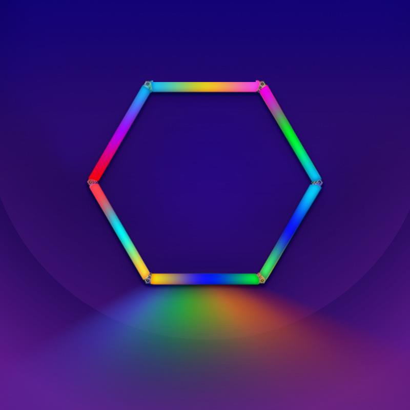 六边形量子灯床头灯壁灯RGB电竞氛围灯智能蜂巢灯幻彩拾音节奏灯