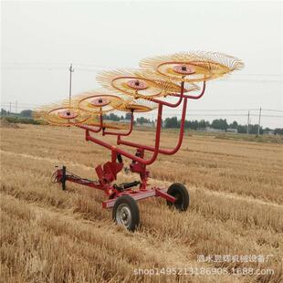 农用液压升降圆盘搂草机 自动翻晒捡拾成堆 12盘液压搂草机