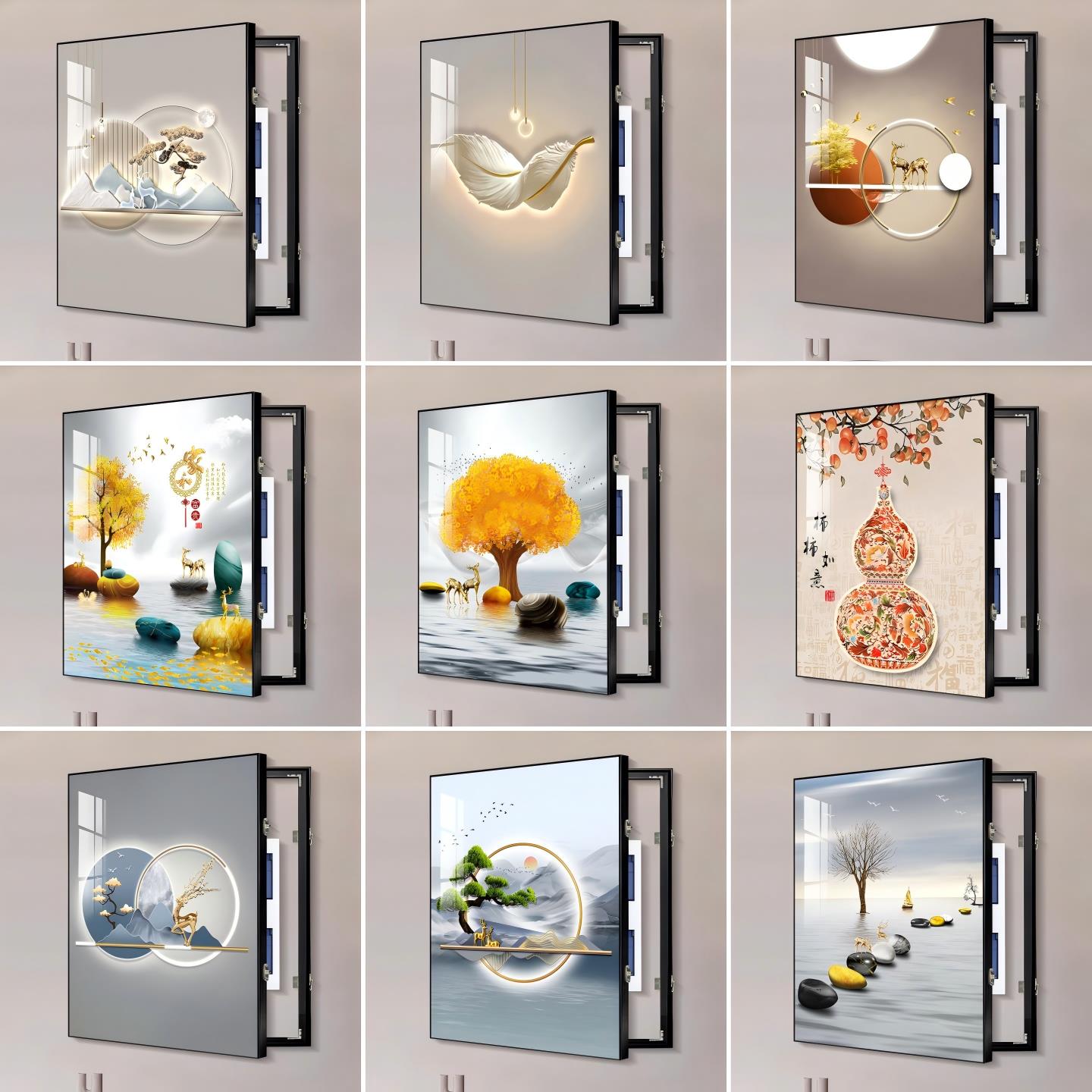 电表箱装饰画竖款配电箱电盒子遮挡挂画总闸开关遮丑弱电箱讯号箱