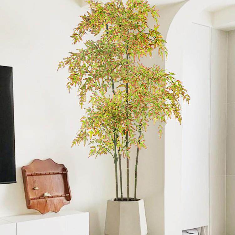 南天竹仿真绿植客厅轻奢盆栽室内大型造景植物装饰落地摆件假花树