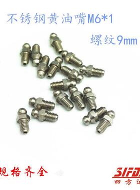 GB1152不锈钢304材质螺纹加长奶油嘴 直油嘴 压注式油咀 M6*1-9mm