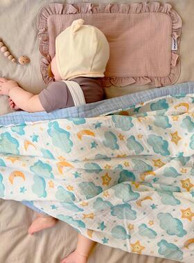 宝宝洗澡浴巾薄竹棉纱布巾muslin纱布婴儿盖毯夏季新生儿襁褓包巾