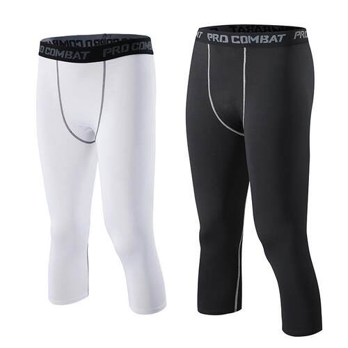 Sports tight cropped pants for men, basketball, fitness,