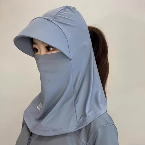 日本进口全脸遮阳帽子女夏季防晒帽抗UV户外骑行护颈面罩一体