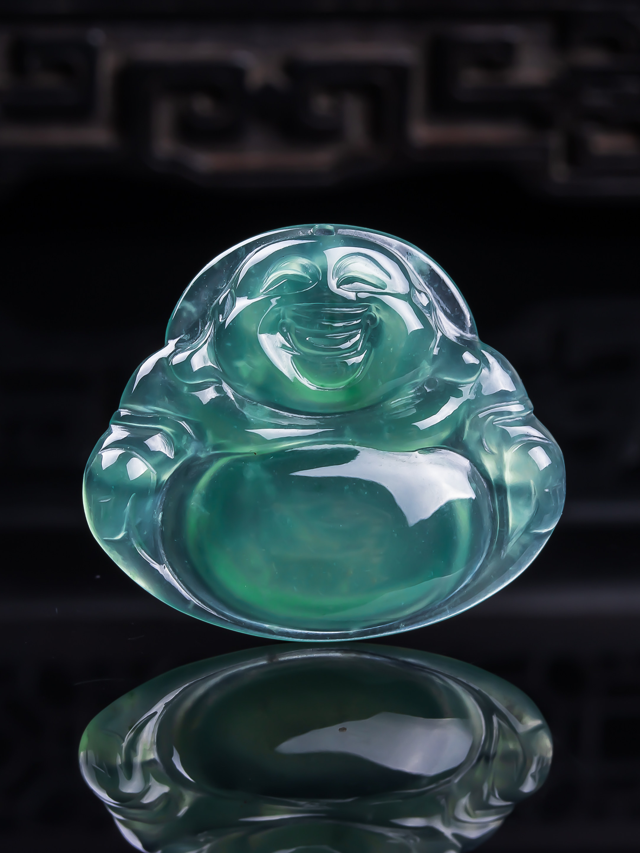 天然真品翡翠冰蓝色天空蓝老坑老种高端精品时尚闪拍佛公玉石吊坠