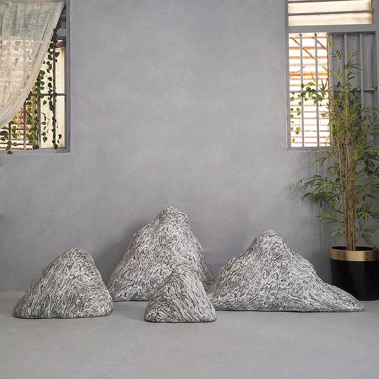 热卖景观玻璃钢假山石 别墅绿化奇石庭院装饰 人造盆景石头纹摆件
