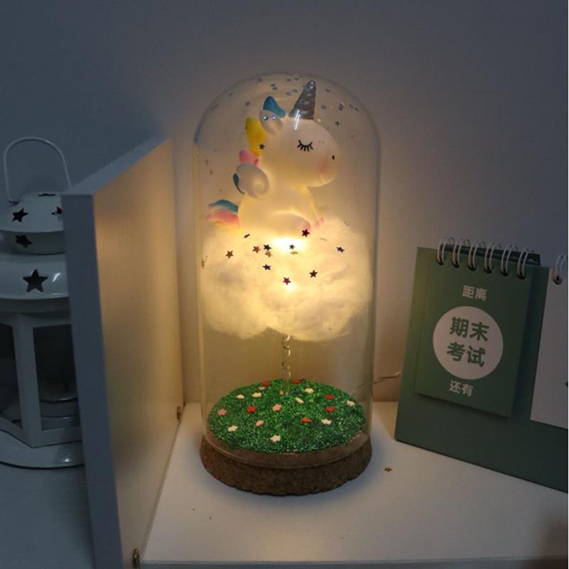 高档DIY工永生花小女巫云送朵小手夜灯小王子独兽摆角件闺蜜520礼