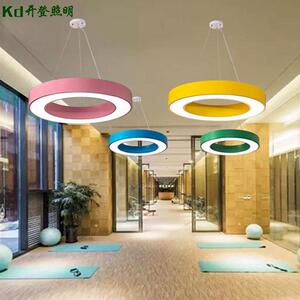 幼儿园led空心圆形吊灯圆圈办公吊线灯办公室学校教室彩色圆形灯