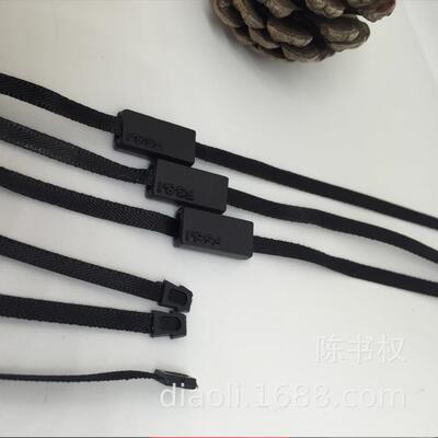 厂家服装白TAE吊牌绳空织带吊粒双刻字烫金丝带扁吊插绳服线装辅