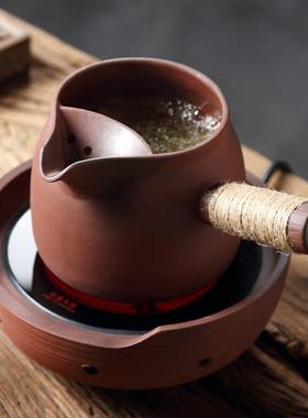 W*岩泥罐18930茶罐大口围炉煮茶壶把养老生普洱老白茶侧炭火煮茶