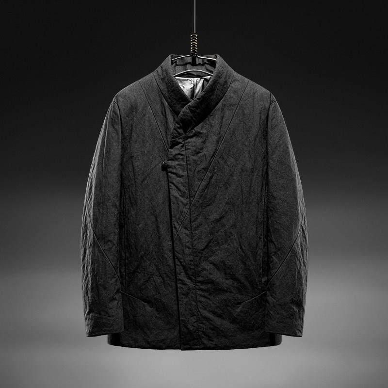 JOLNN高端新中式复古羽绒服男款秋冬中国风禅意短款棉服夹克外套
