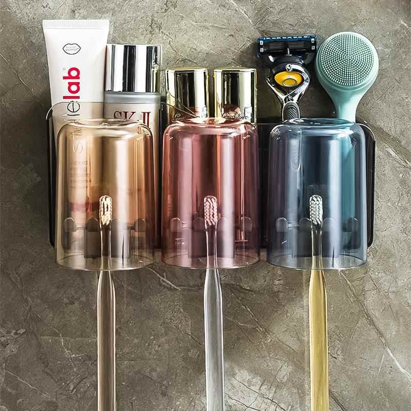 免孔卫生间牙杯架牙8345 834刷置打物架壁挂式物刷牙漱口杯牙刷置