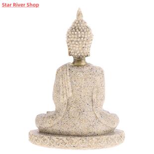 The Statue Sandstone Buddha Sculpture Meditation MagiDeal
