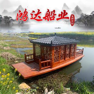 画舫船风景区小型电动旅游观光餐饮船屋彷古玻璃纤维载人 木船画