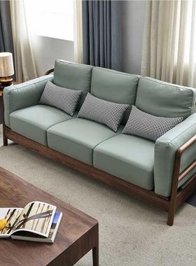 新中式客厅实木沙发黑胡桃木单人双人沙发现代简约小户型软装布艺