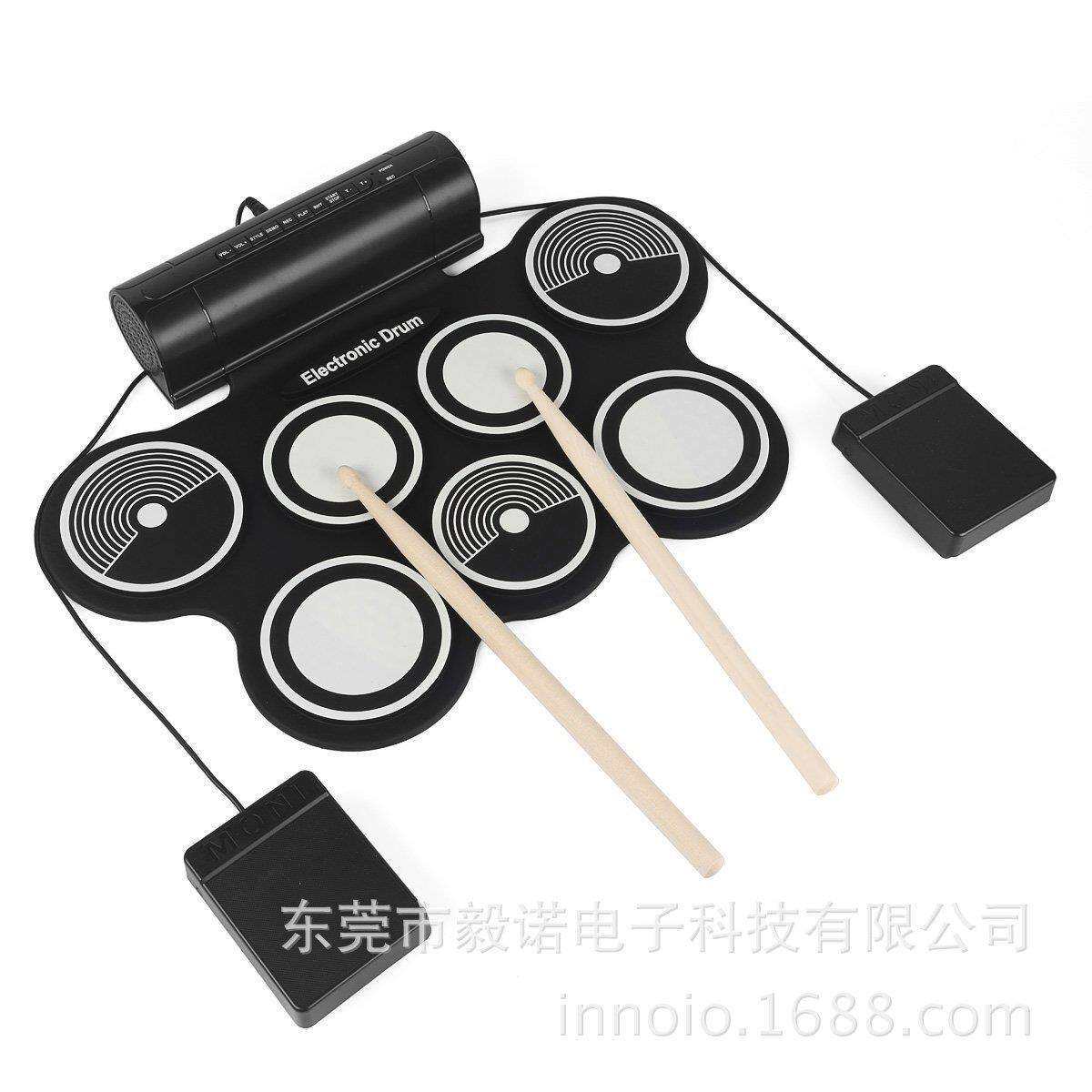 便携式电子鼓折叠USB爵士鼓打击乐器双喇叭W759手卷架子鼓