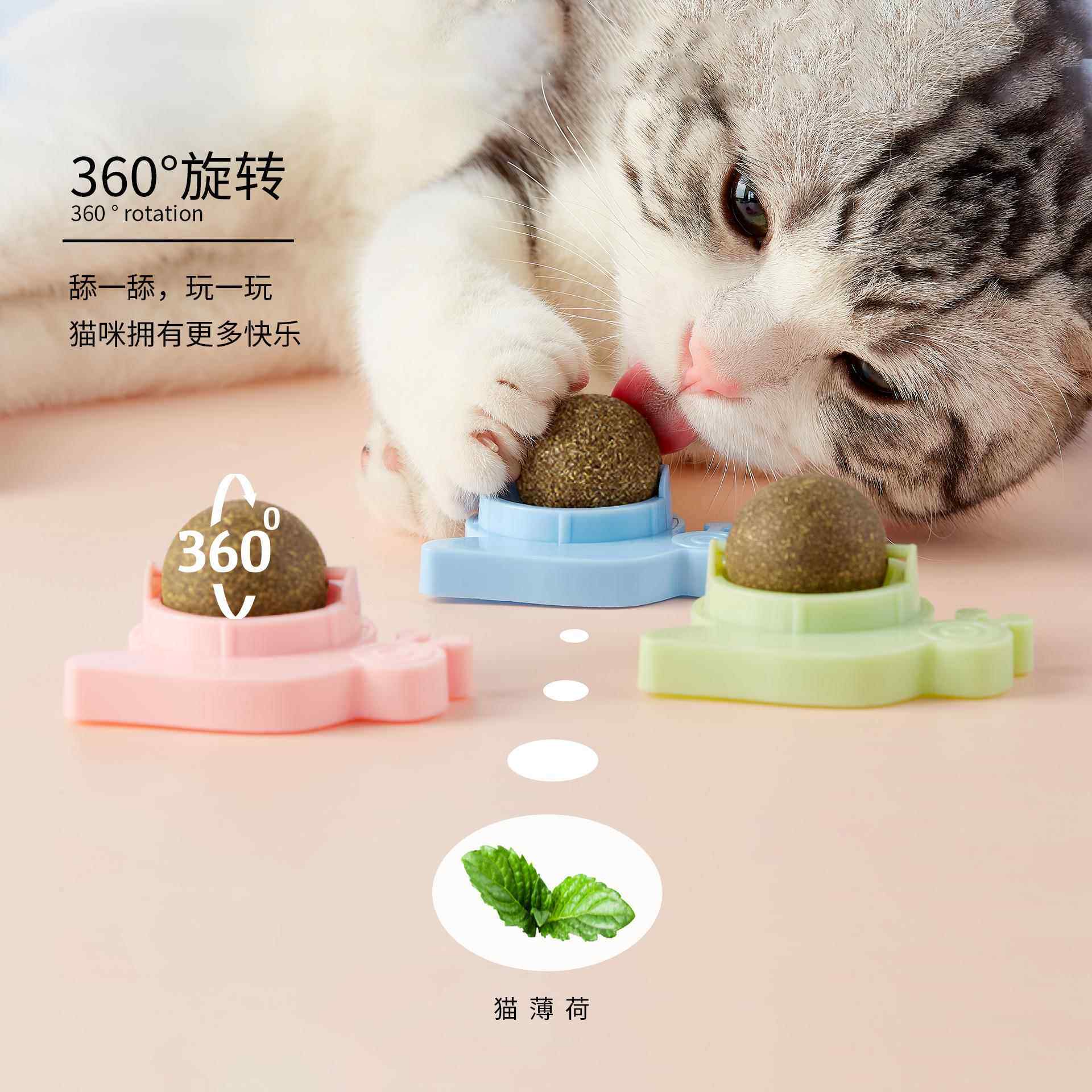 2024新款蜗牛猫薄荷球 旋转球 磨牙洁齿可替换快乐互动猫玩具球