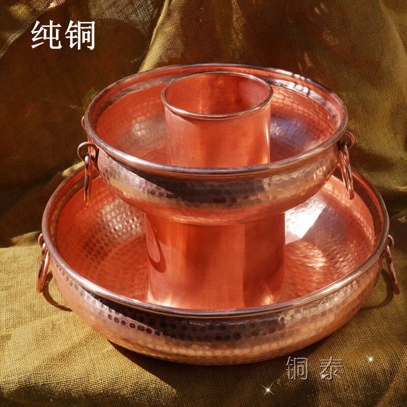 紫铜子母锅 两格锅 铜锅 家用火锅 加厚红铜锅 铜锅纯手工打造
