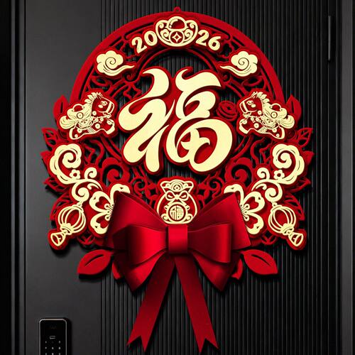 2026马年立体福字门贴磁吸春节新年过年装饰新款高端入户大门贴纸