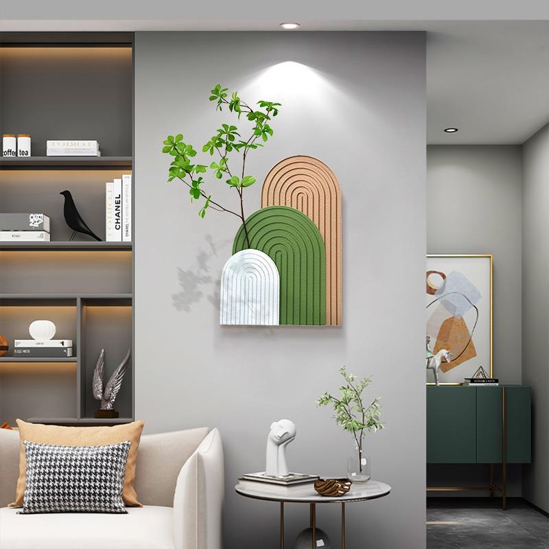 餐装饰画简约高级感创意砂岩画小植清新绿SW-SYH客厅餐背桌景厅墙