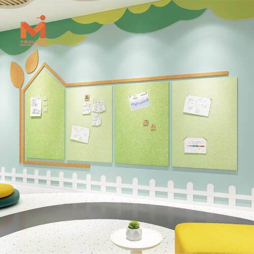 幼儿园展示板墙面毛毡板墙贴彩色软木板照片墙背景墙留言板公告