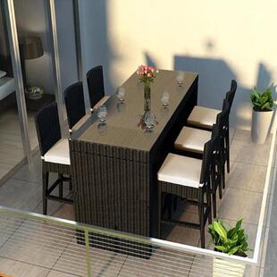 室外桌藤01吧台脚椅子露台庭椅院户外花园酒吧露天高阳台编桌椅组