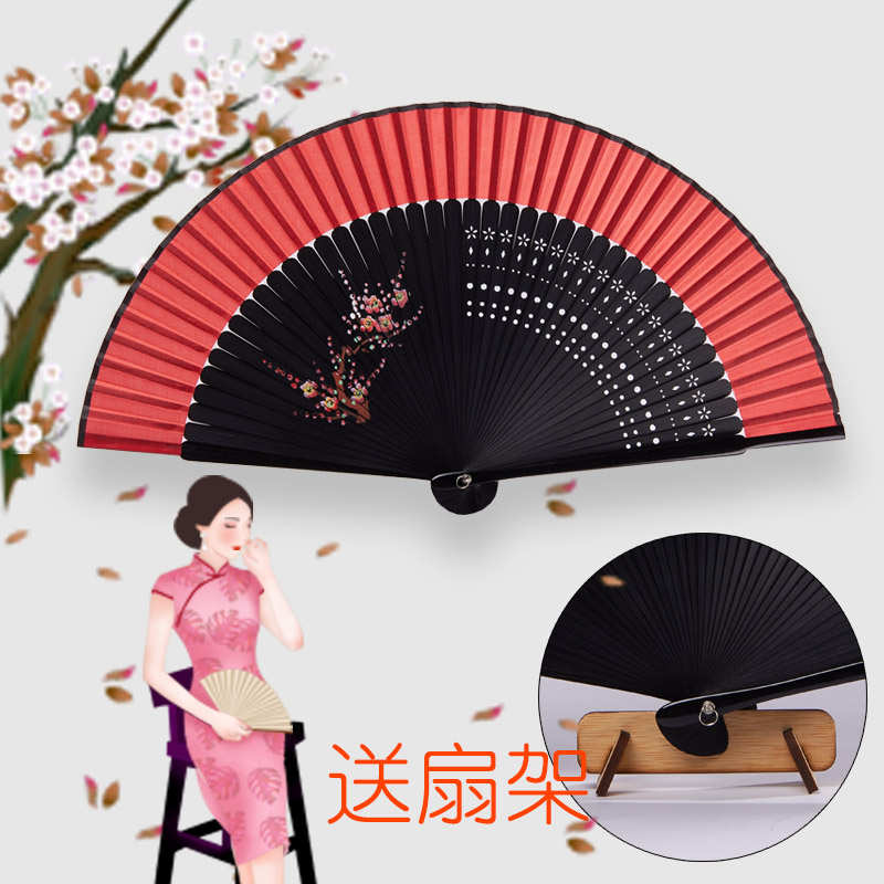 d3cd2a8f-8扇子折扇中国风女士复古便携折叠夏季舞蹈手绘日式古