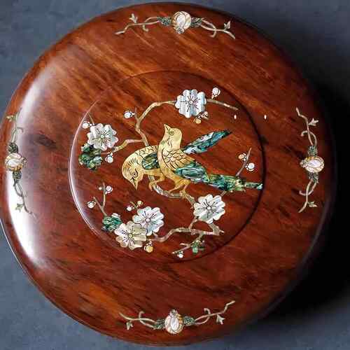 水移画贴纸仿螺钿转印贝壳中式仿古家具圆凳木盒柜子改造美化装饰