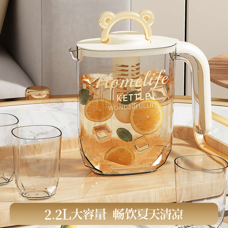 日式大容量冷水壶家用耐高温凉白开水壶泡花茶柠檬果汁凉水壶套装