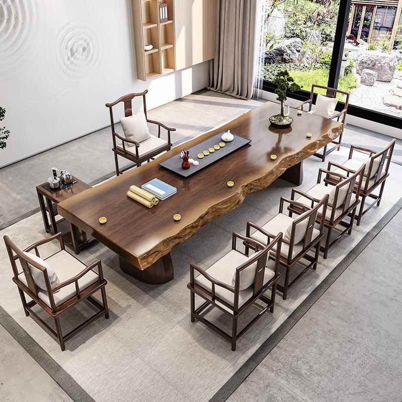 北欧全实木茶桌家用客厅会客泡茶桌子办公室接待中式茶台桌椅组合