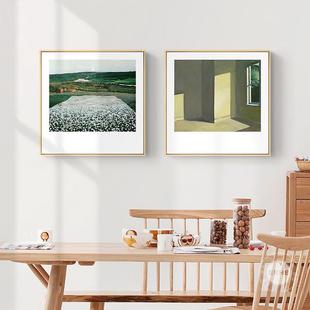 文艺风景油画田野北欧原木小众艺术画餐厅挂画小清新客厅墙装 饰画