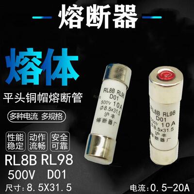 熔断器RL8BRL8RL98BRL98D01熔芯500V带红点2A4A6A10A16A