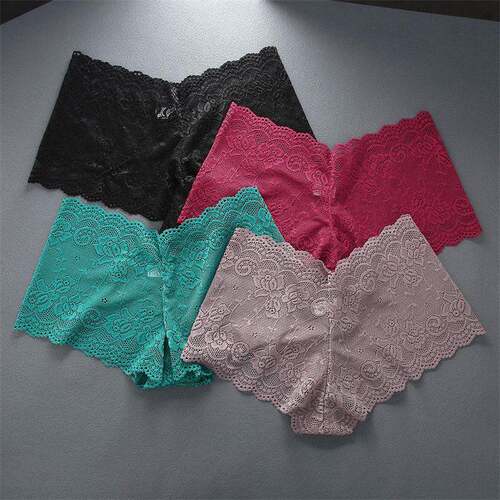 6PCS / Set Plus Size Women Lace Panties Floral Hollow Out