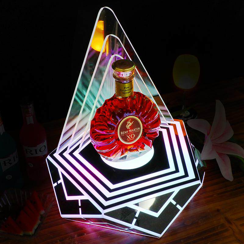酒吧夜场发光酒座激光底座香槟座洋酒座LED酒托架红酒展示架黑桃A