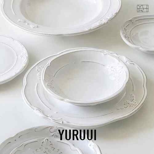 [YURUUI设计师]意大利Virginia Casa粗陶浮雕餐盘杯碟酸奶谷物碗