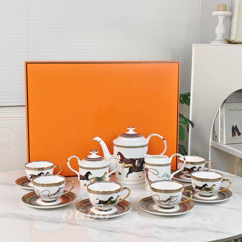 爱家马图15件咖啡具套装复古时尚英式下午茶茶具杯碟茶壶奶壶糖罐
