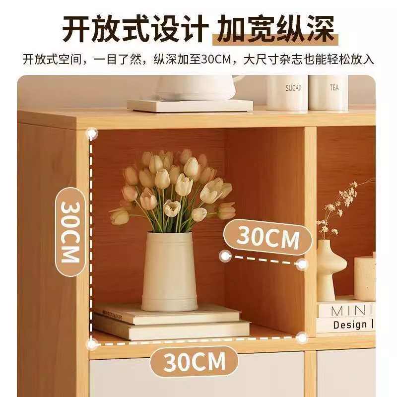 书柜置物架带柜门客厅展示柜靠墙杂物柜家用窄立柜电视柜旁小边柜
